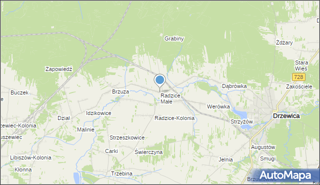 mapa Radzice Małe, Radzice Małe na mapie Targeo